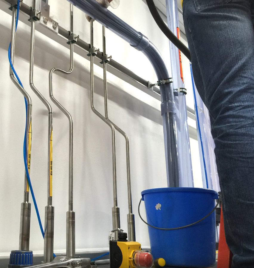 Multiple chemical-service lines installed on a supported pipe rack
