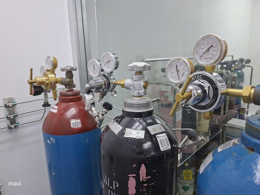 Gas-supply piping shown for MIP equipment facilitation at a semiconductor fab
