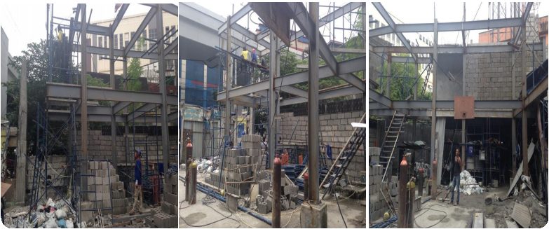 Steel structure erected for a four-story dormitory building